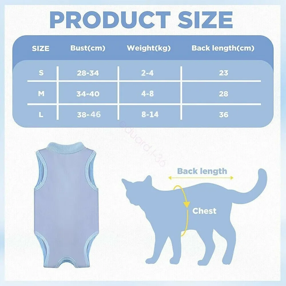 Pet CAT Gray/Blue Recovery Suit sz Medium